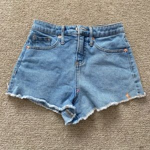 mom shorts with fire painted pockets